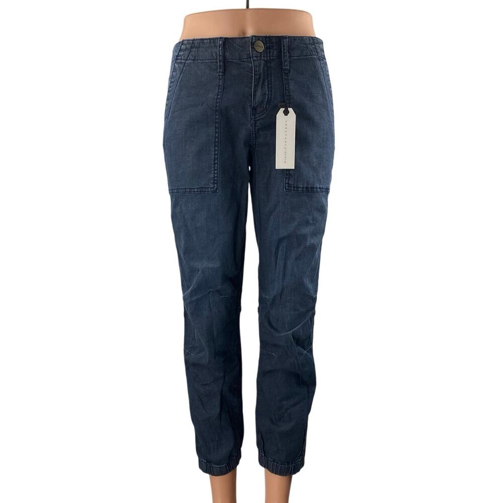 NEW Sanctuary Women's Blue Mid Rise Tapered Cropped Jogger Denim Jeans Size 26
